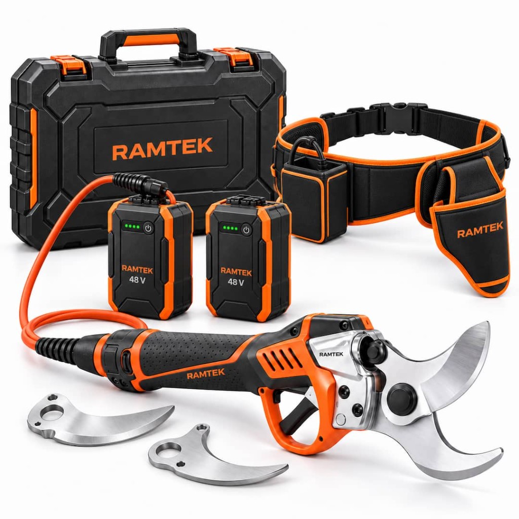 Kit completo Ramtek: tijera, 2 baterías 48V, cinturón y maletín